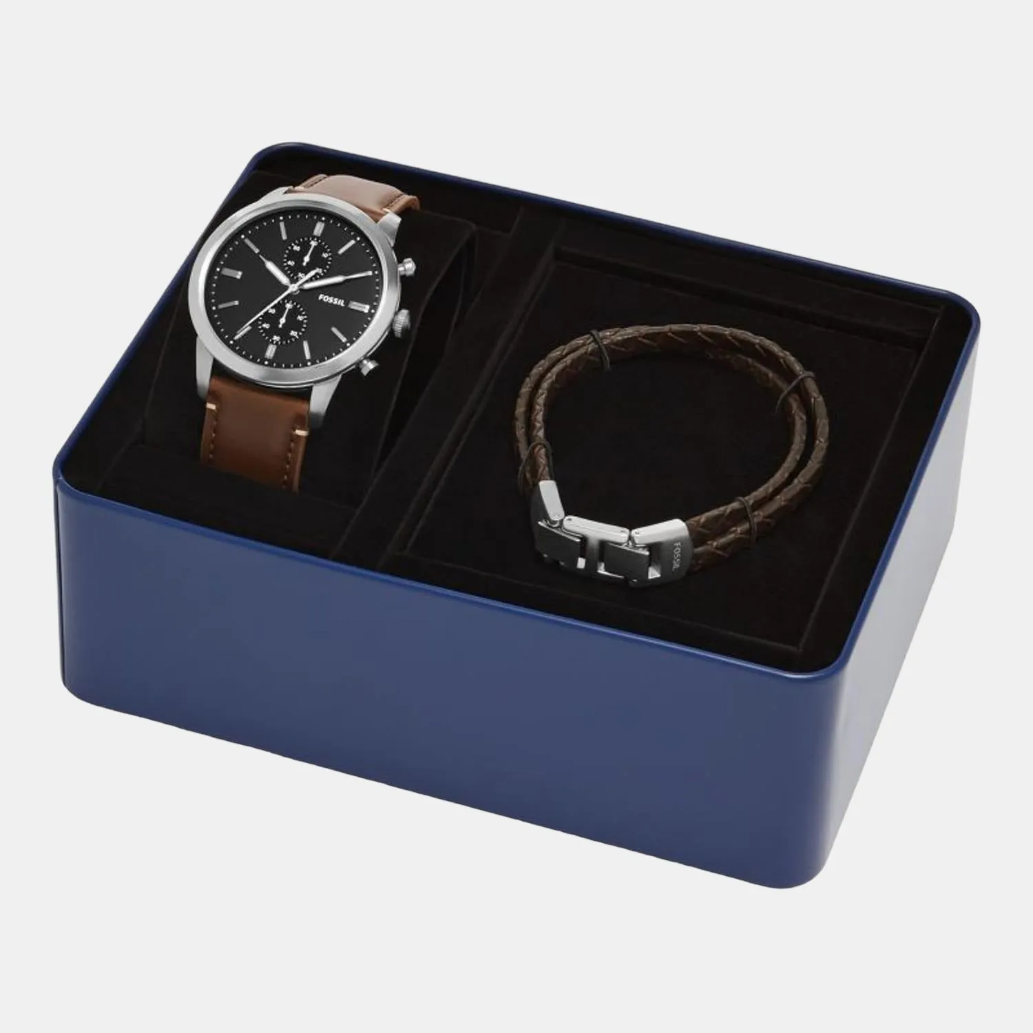 Men's Brown Analog Leather Watch FS5967SET
