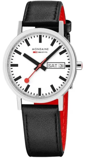 Mondaine Classic Day Date Vegan Grape Leather Watch