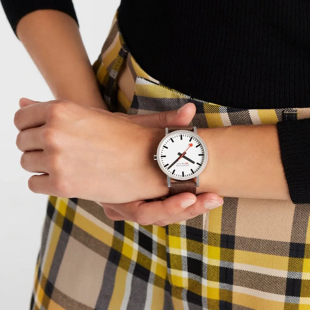 Mondaine Classic Vegan Grape Leather Watch