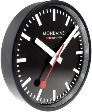 Mondaine Clock Wall Black Frame 25cm Watch