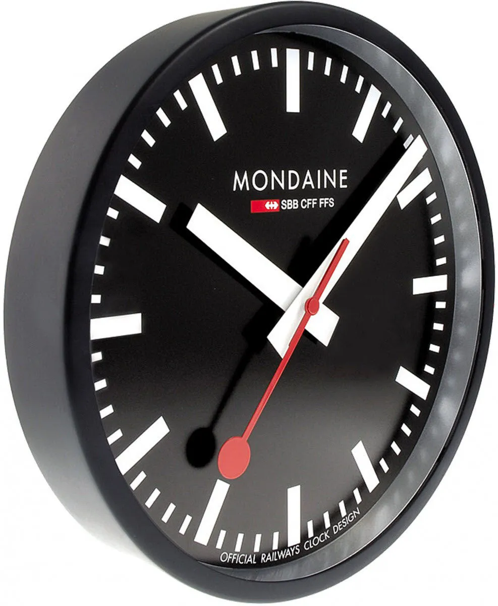 Mondaine Clock Wall Black Frame 25cm Watch