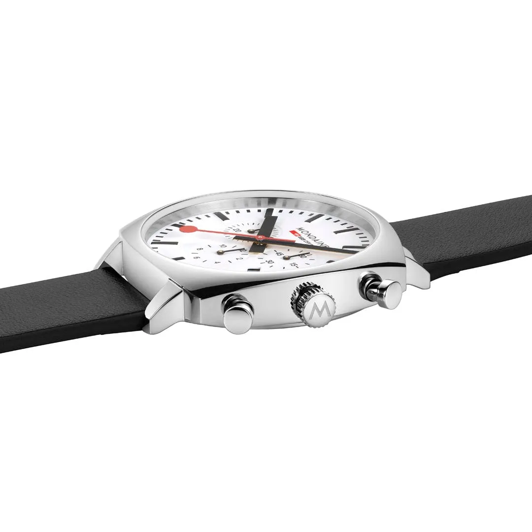 Mondaine Cushion Black Vegan Grape Leather Watch MSL.41410.LBV.SET