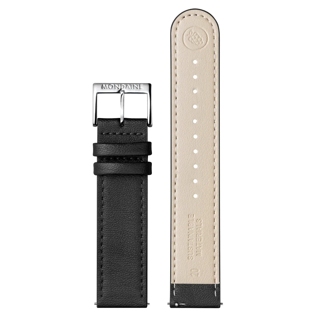 Mondaine Doppio Solar Black Leather Watch MLE.41920.LBV