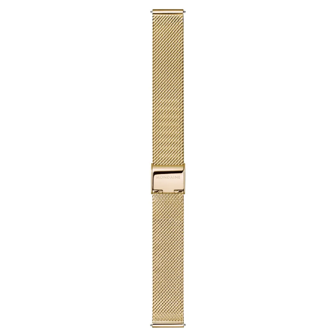 Mondaine Doppio White Dial Gold Mesh Bracelet Watch MLE.33111.SM