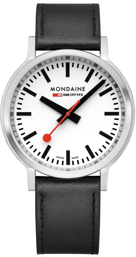 Mondaine SBB Stop2Go BackLight White Grape Leather Watch