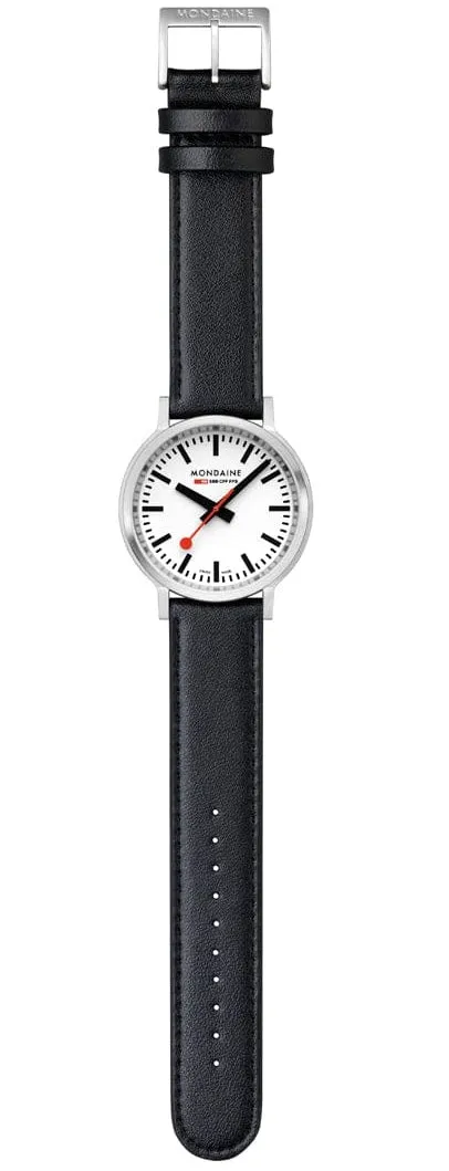 Mondaine SBB Stop2Go BackLight White Grape Leather Watch