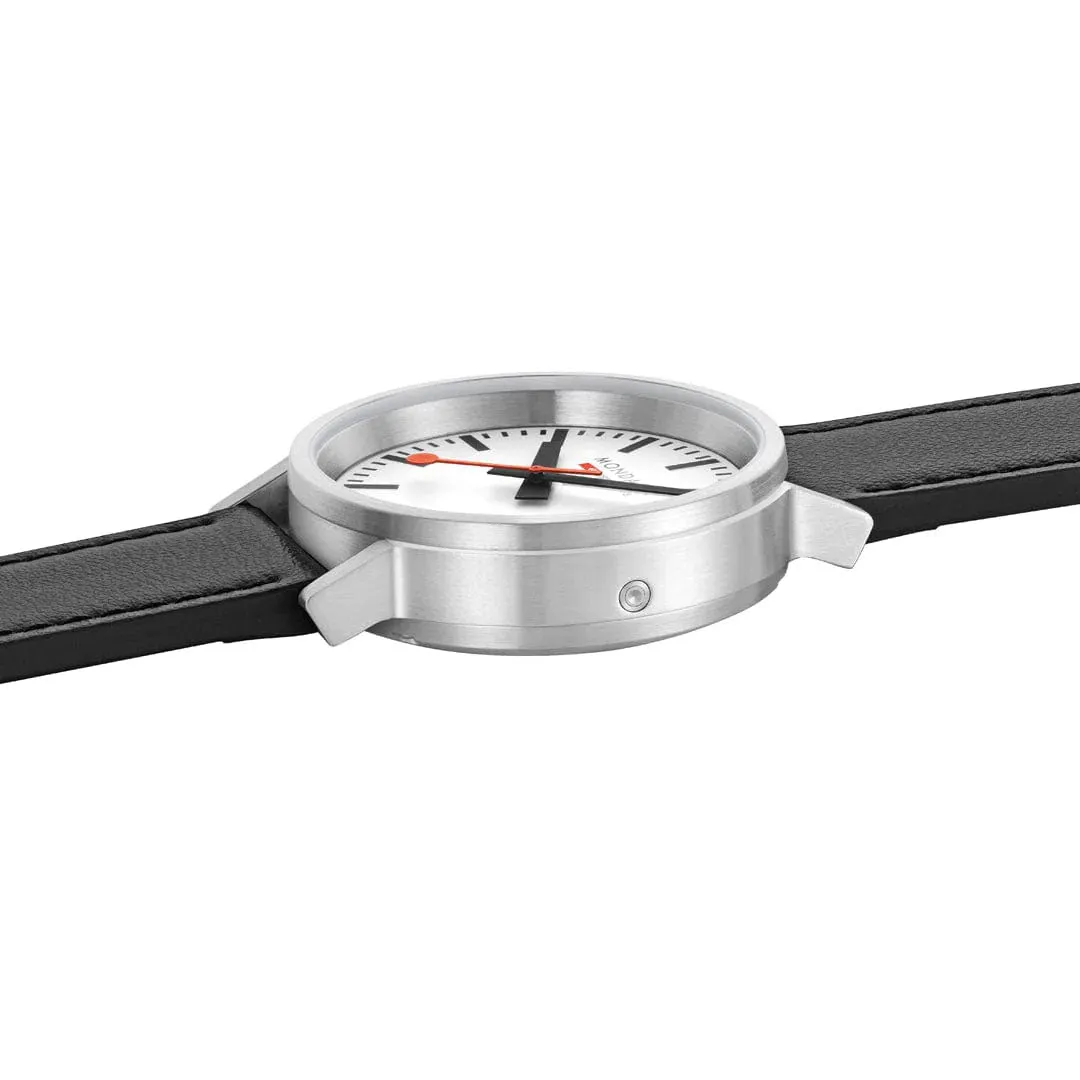 Mondaine SBB Stop2Go BackLight White Grape Leather Watch