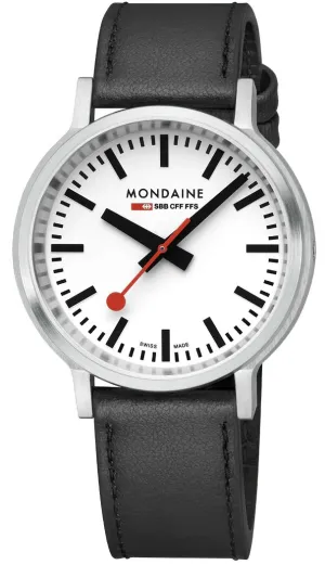 Mondaine SBB Stop2Go BackLight White Grape Leather Watch