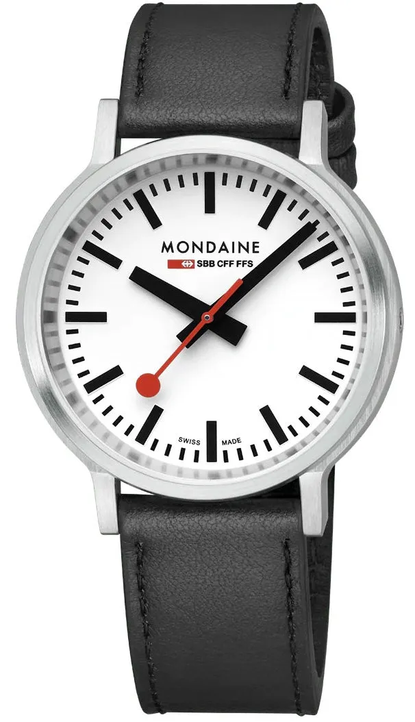 Mondaine SBB Stop2Go BackLight White Grape Leather Watch