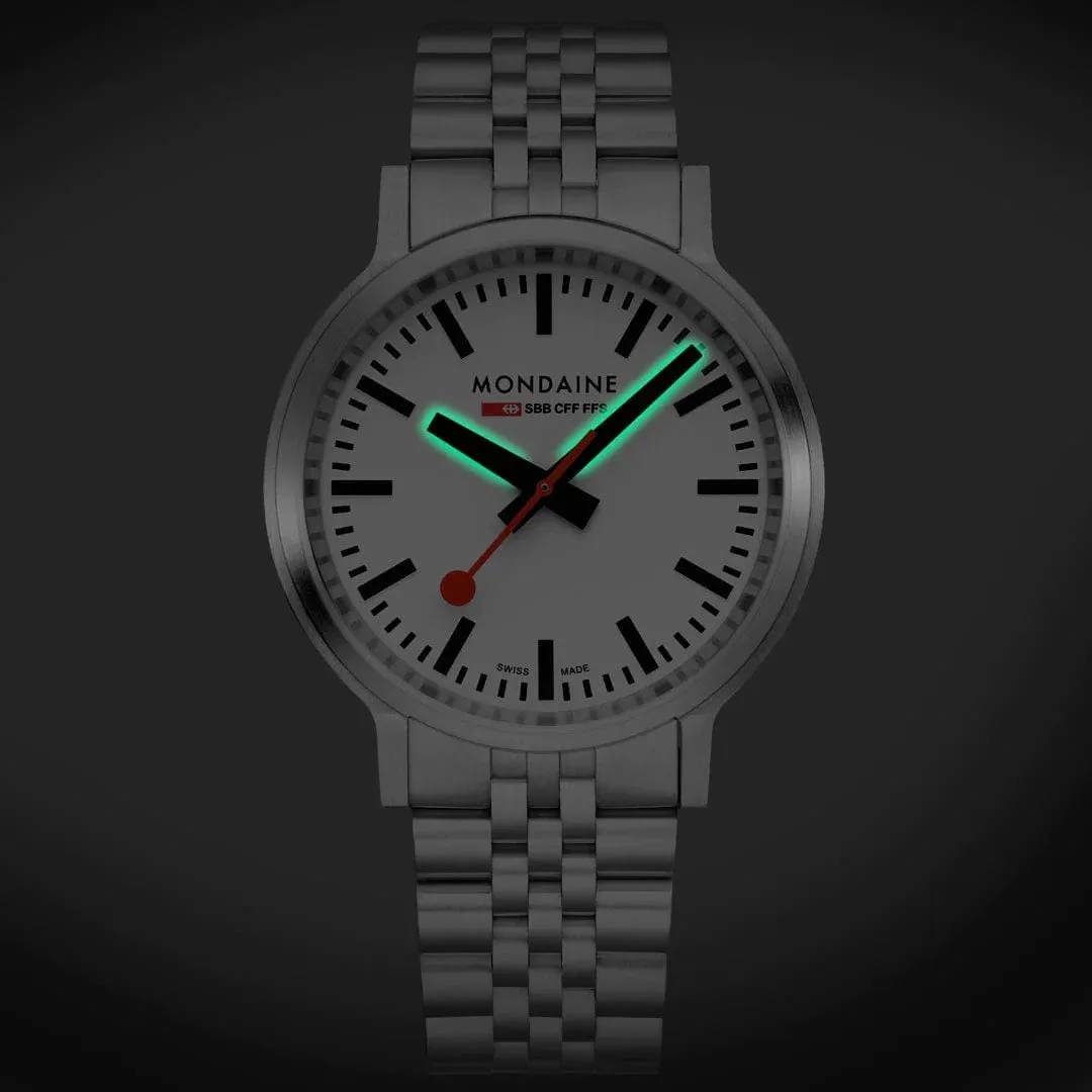 Mondaine SBB Stop2Go BackLight White Watch