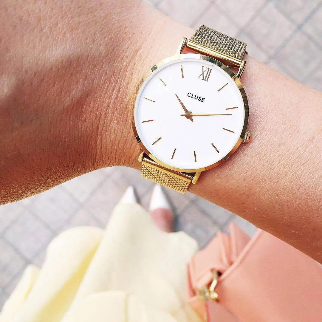 Montre Cluse Minuit Mesh Gold/White CL30010