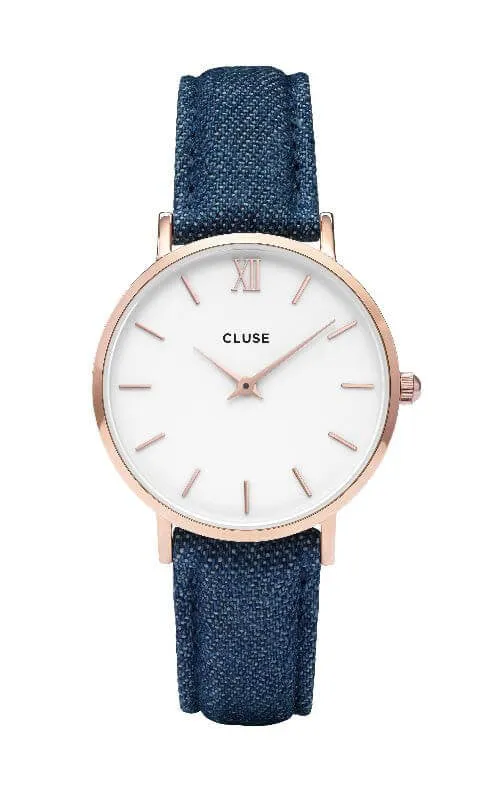Montre CLUSE Minuit Rose Gold White/Blue Denim CL30029