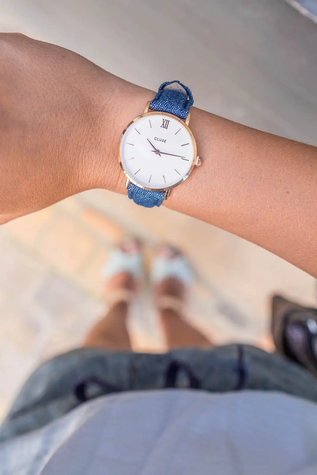 Montre CLUSE Minuit Rose Gold White/Blue Denim CL30029