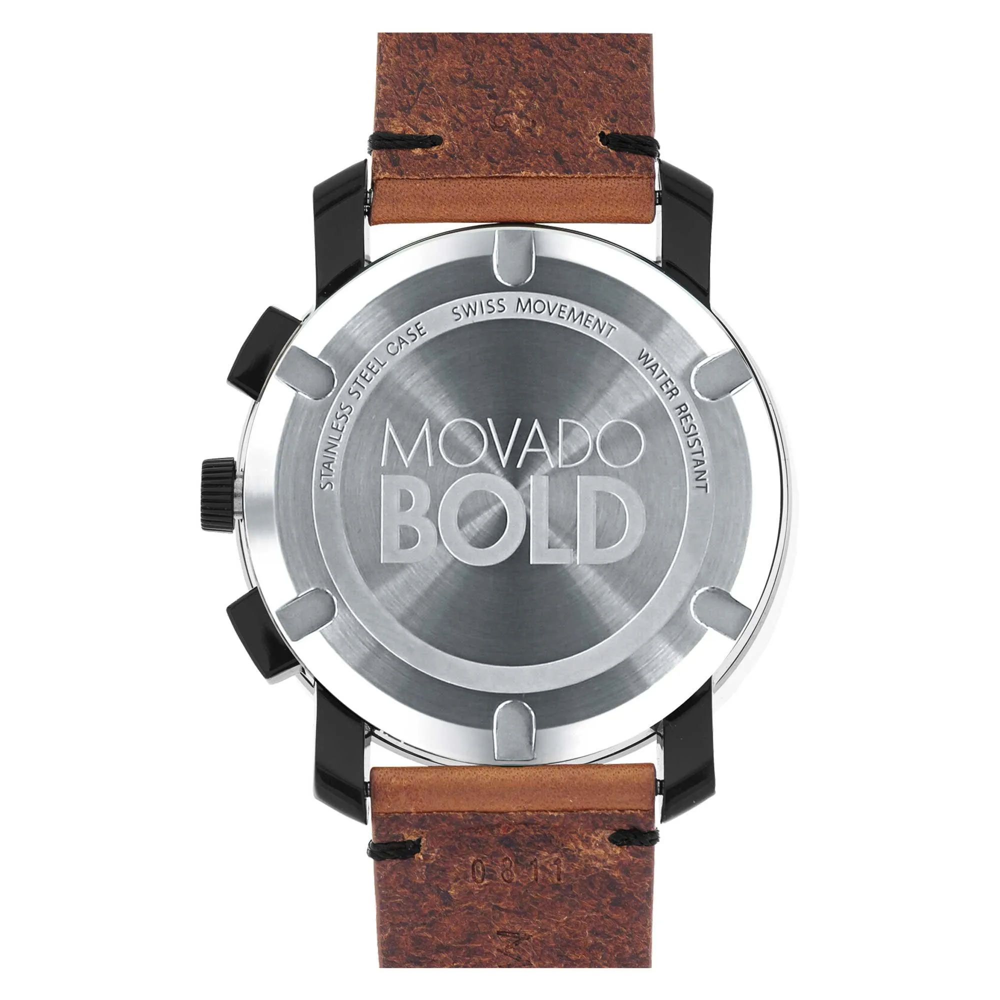 Movado Men's Chronograph Watch - Trend Black Dial Dark Brown Leather Strap | 3600540