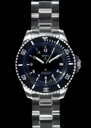 MWC 24 Jewel 300m Automatic Military Divers Watch with Tritium GTLS Illumination, Sapphire Crystal and Ceramic Bezel and Steel Bracelet