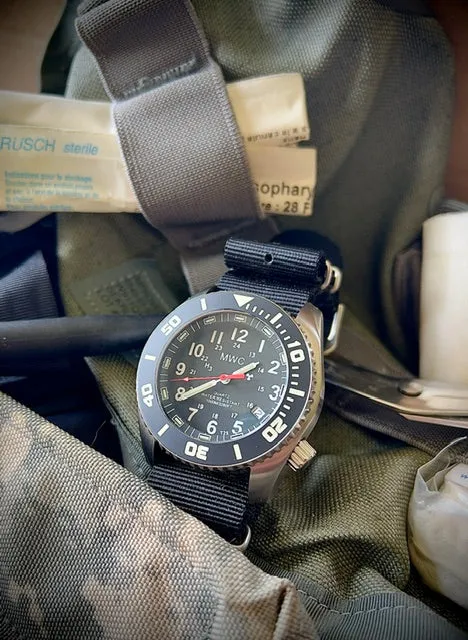 MWC "Depthmaster" 100atm / 3,280ft / 1000m Water Resistant Military Divers Watch in a Stainless Steel Case with GTLS and Helium Valve (10 Year Battery Life)