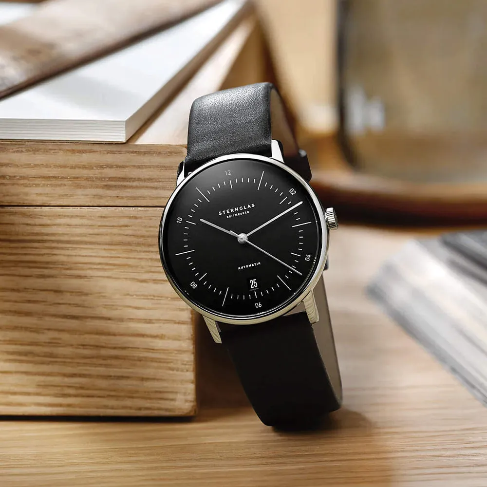 Naos Automatik 38mm - Black on Black Leather Strap