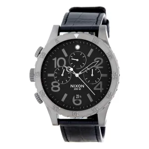 Nixon Men's Lefty Watch - 48-20 Chrono Leather Chronograph Black Strap | A3631886