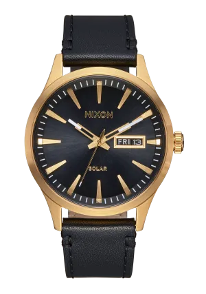 Nixon Sentry Solar Leather Black Dial Mens Watch A1347-510-00