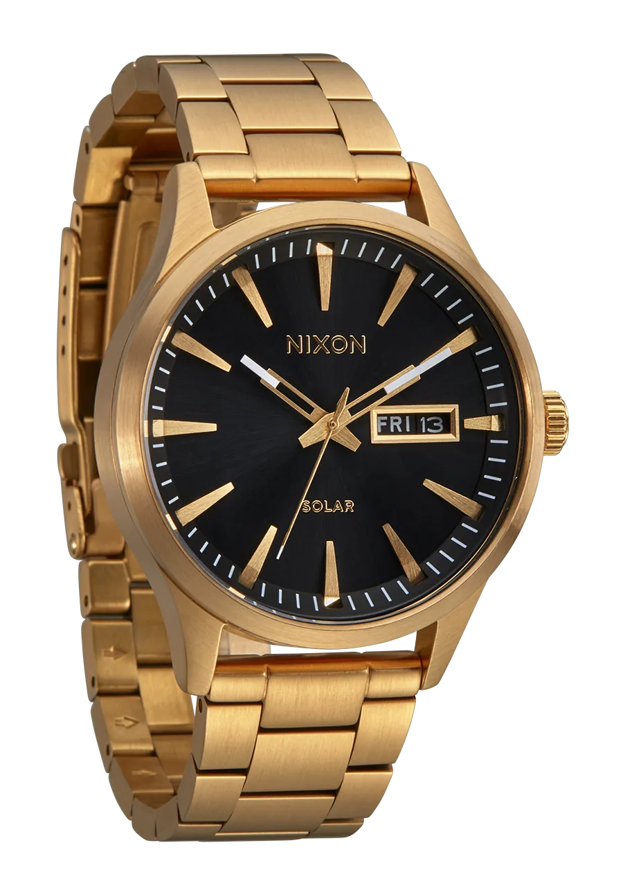 Nixon Sentry Solar Stainless Steel Black Dial Mens Watch A1346-510-00