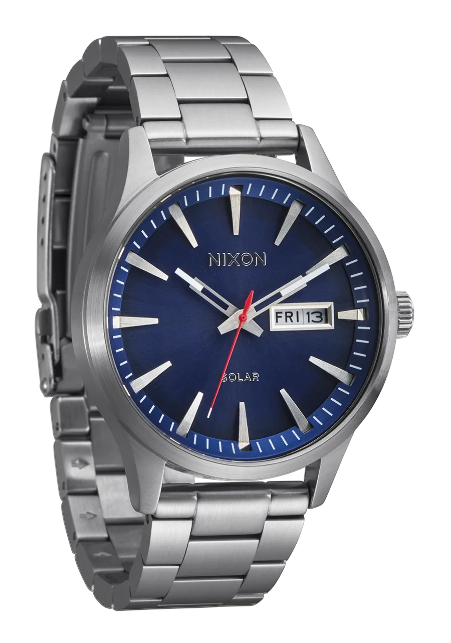 Nixon Sentry Solar Stainless Steel Blue Dial Mens Watch A1346-5091-00