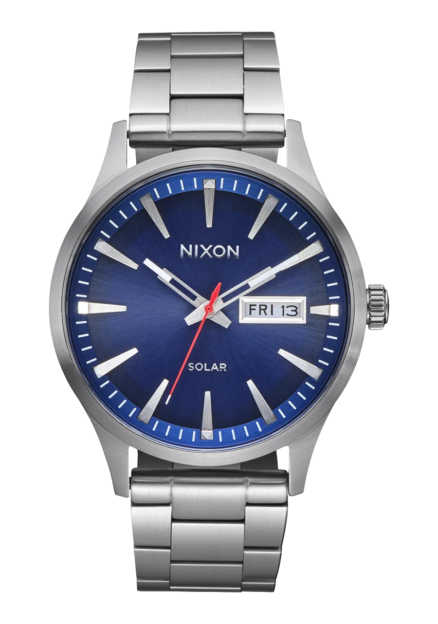 Nixon Sentry Solar Stainless Steel Blue Dial Mens Watch A1346-5091-00