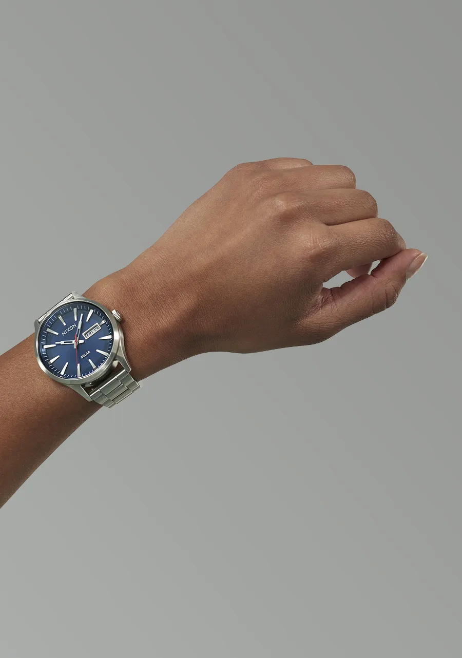 Nixon Sentry Solar Stainless Steel Blue Dial Mens Watch A1346-5091-00