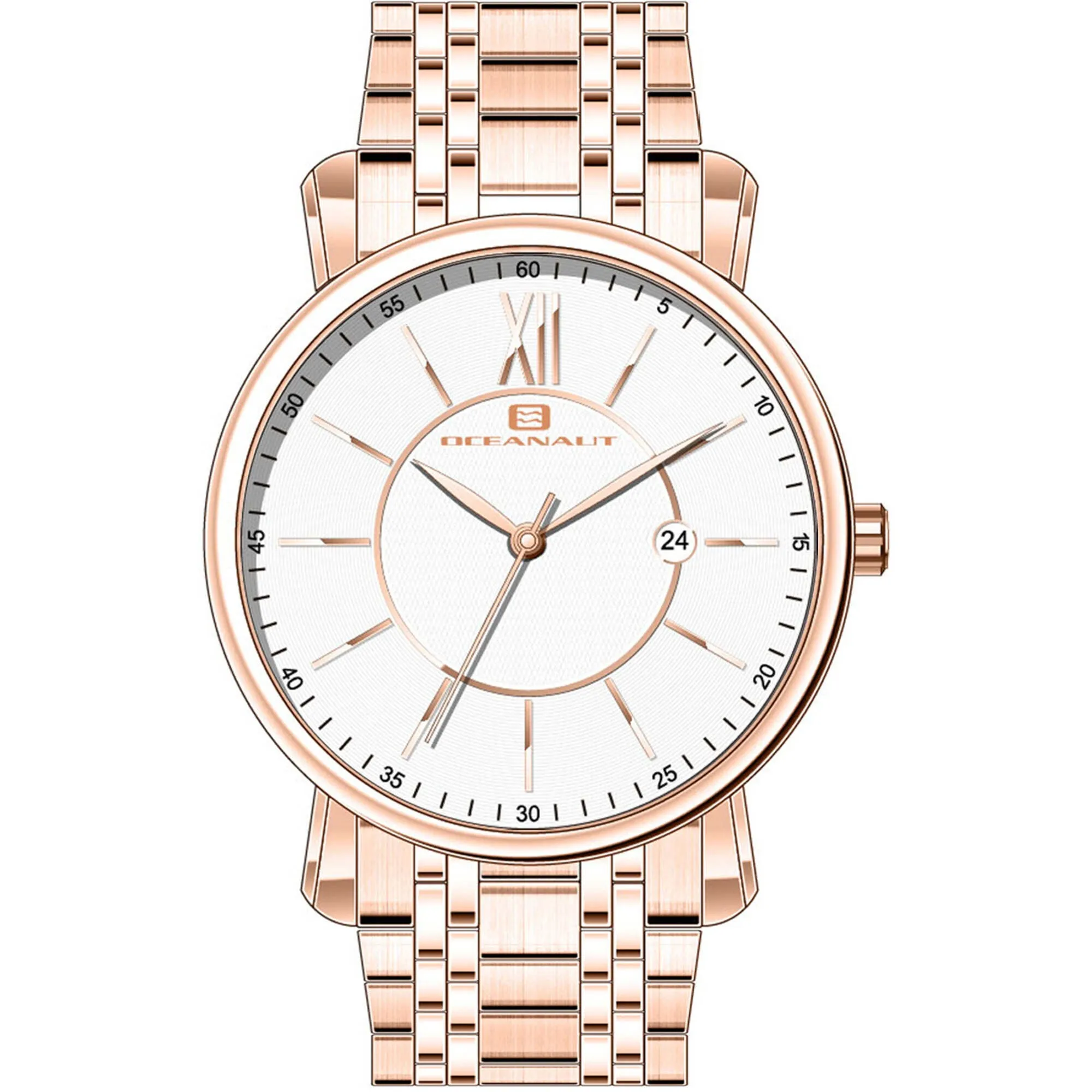 Oceanaut Men's Watch - Expedition White Dial Rose Gold Case Steel Bracelet | OC4984