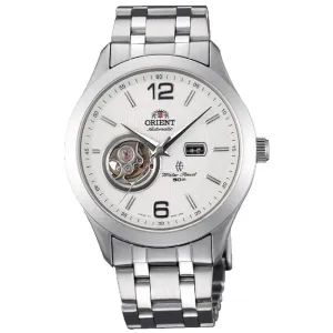 Orient FDB05001W Men's Golden Eye Semi-Skeleton White Dial Steel Bracelet Automatic Watch