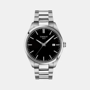 PR 100 Men Black Analog Stainless Steel Watch T1504101105100