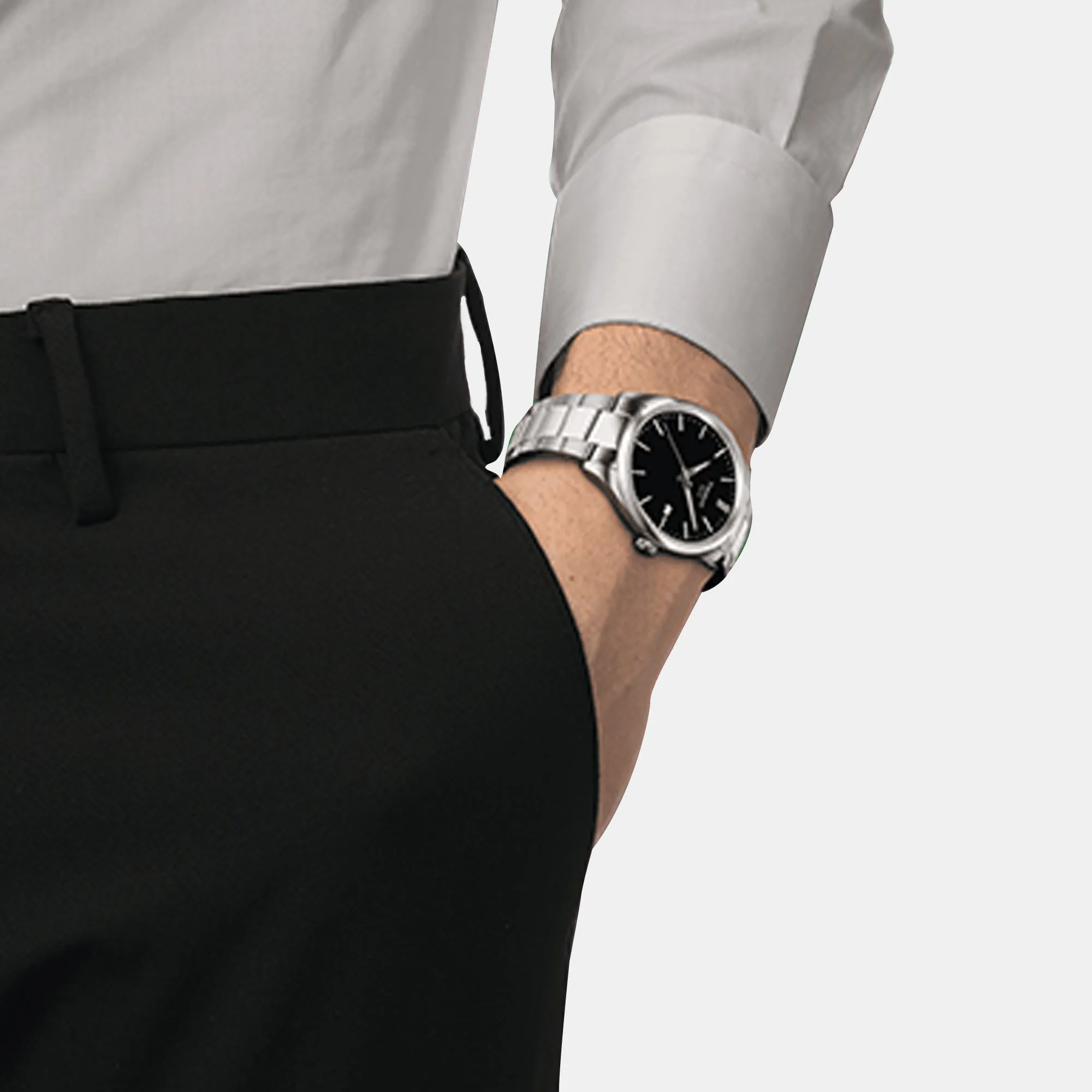 PR 100 Men Black Analog Stainless Steel Watch T1504101105100