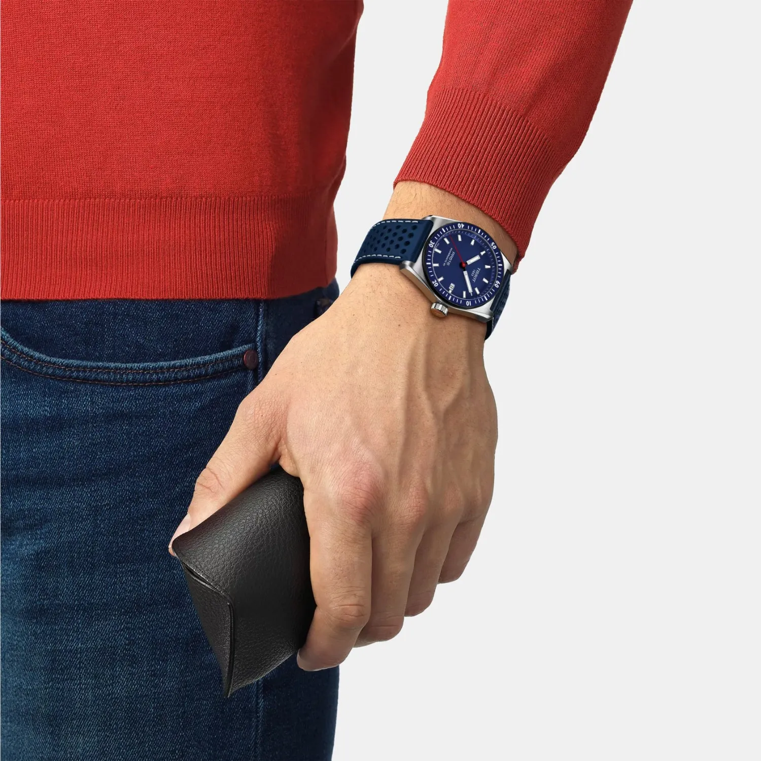PR 516 Men Automatic Blue Dial Analog Leather Watch T1494071604100