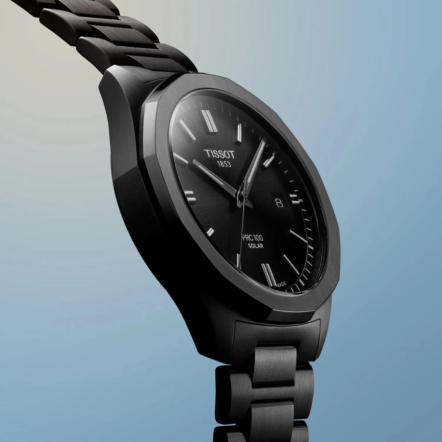 PRC 100 Solar Unisex Black Dial Analog Stainless Steel Watch T1514223305100