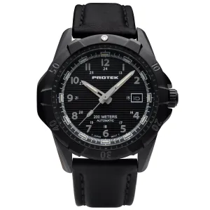 ProTek Men's Watch - Dive Rotating Bezel Automatic Black Dial Leather Strap | 2202