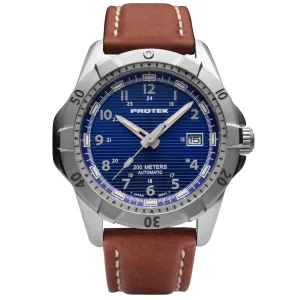 ProTek Men's Watch - Dive Rotating Bezel Automatic Blue Dial Brown Strap | 2203