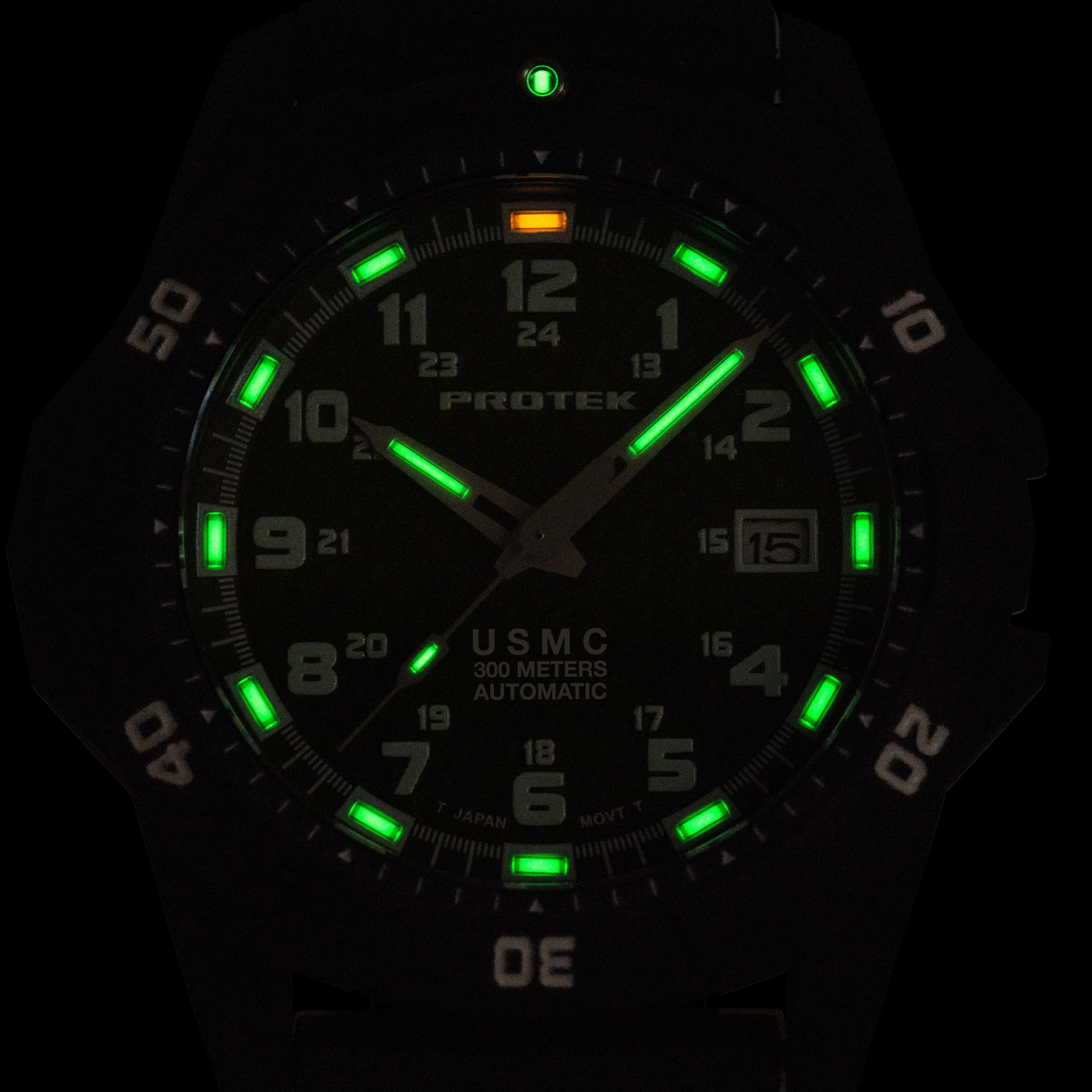 ProTek Men's Watch - USMC Series Automatic Black Dial Genuine Rubber Strap | 1211