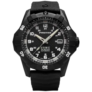 ProTek Men's Watch - USMC Series Automatic Black Dial Genuine Rubber Strap | 1211