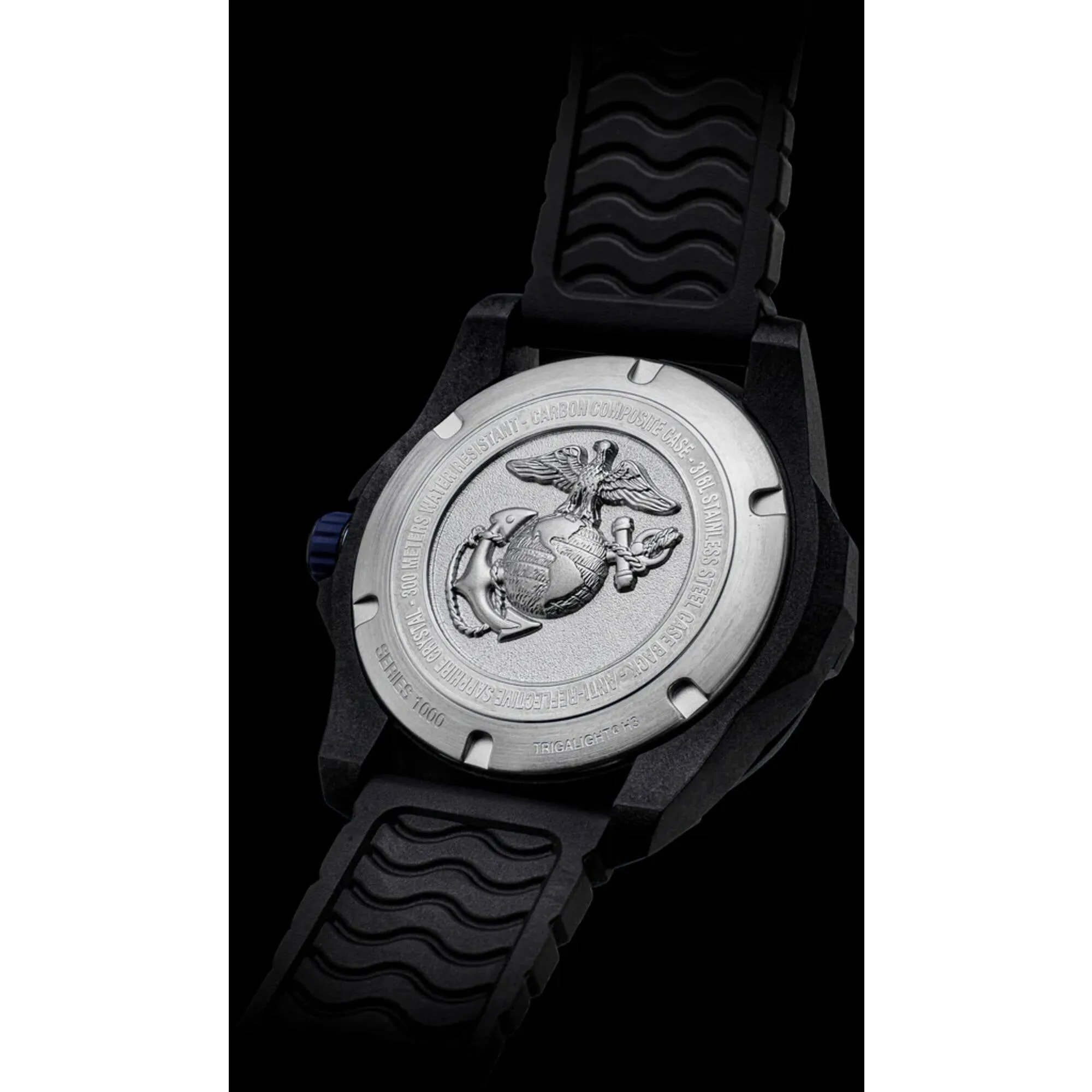 ProTek Men's Watch - USMC Series Quartz Blue Genuine Rubber Strap Date Dive | 1013B