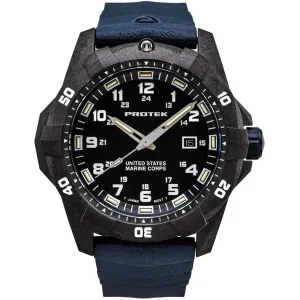 ProTek Men's Watch - USMC Series Quartz Blue Genuine Rubber Strap Date Dive | 1013B