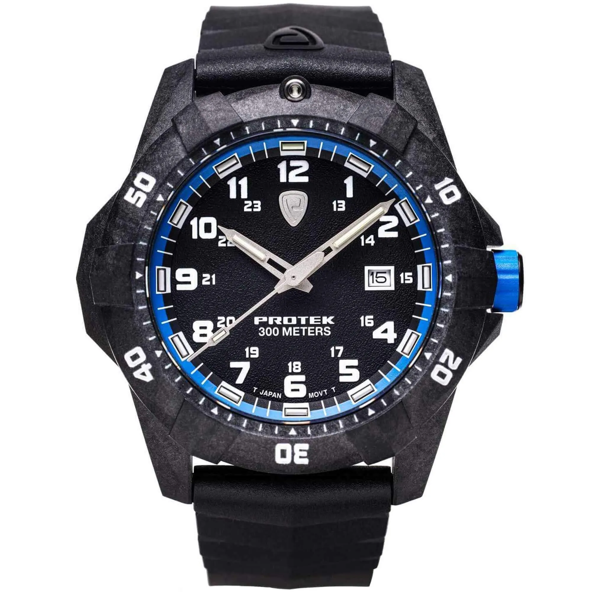 Protek Unisex Quartz Watch - Dive Series Blue and Black Dial Rubber Strap | 1003