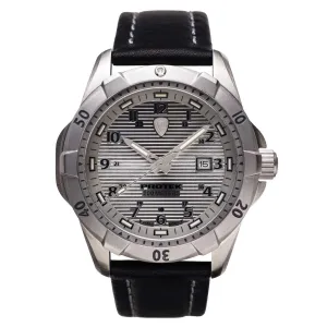 Protek Unisex Watch - Dive Series Rotating Bezel Genuine Black Leather Strap | 2004
