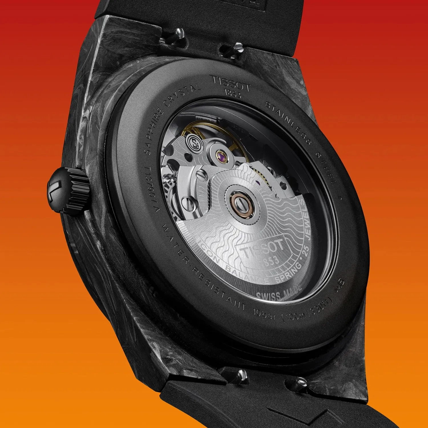 PRX Men Automatic Black Carbon Dial Analog Rubber Watch T1379079720100