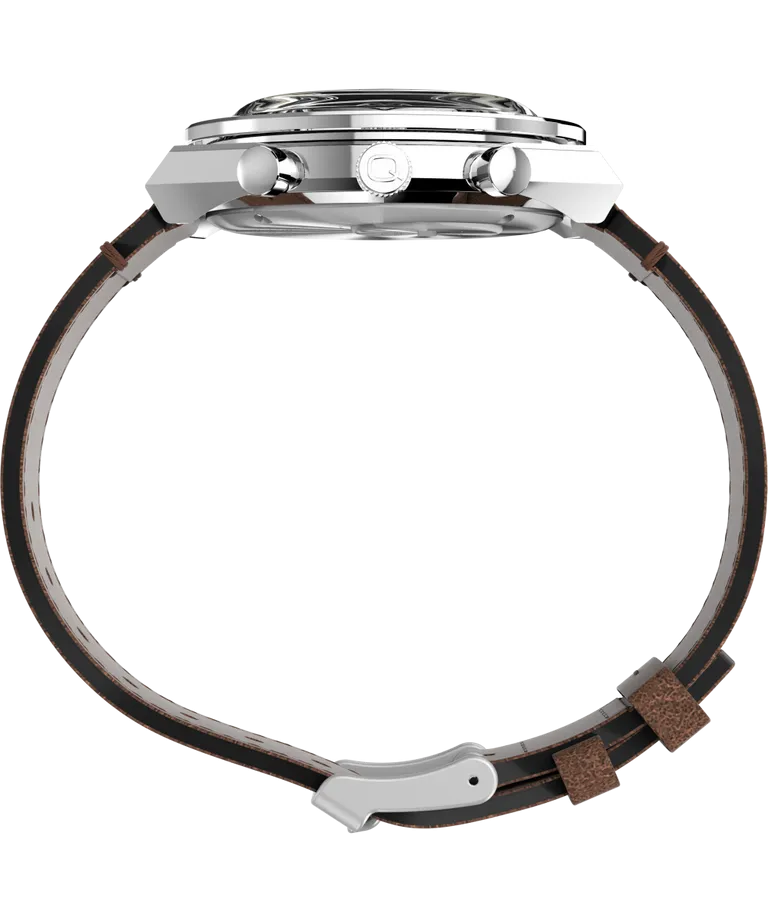 Q Timex Chronograph 40mm Brown Leather Strap Watch TW2V42800