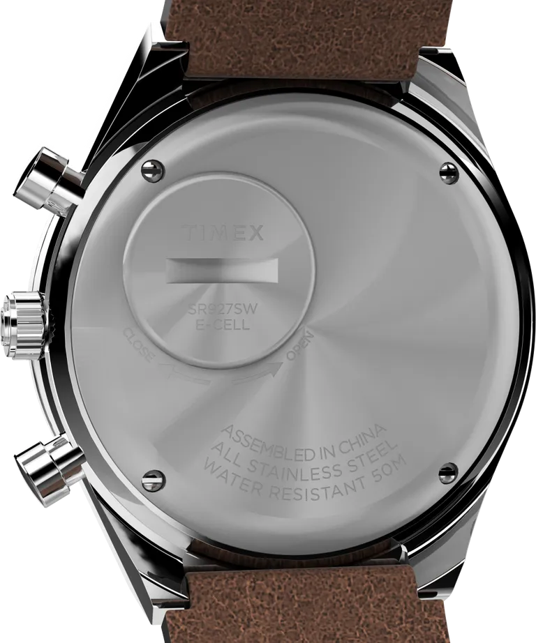 Q Timex Chronograph 40mm Brown Leather Strap Watch TW2V42800