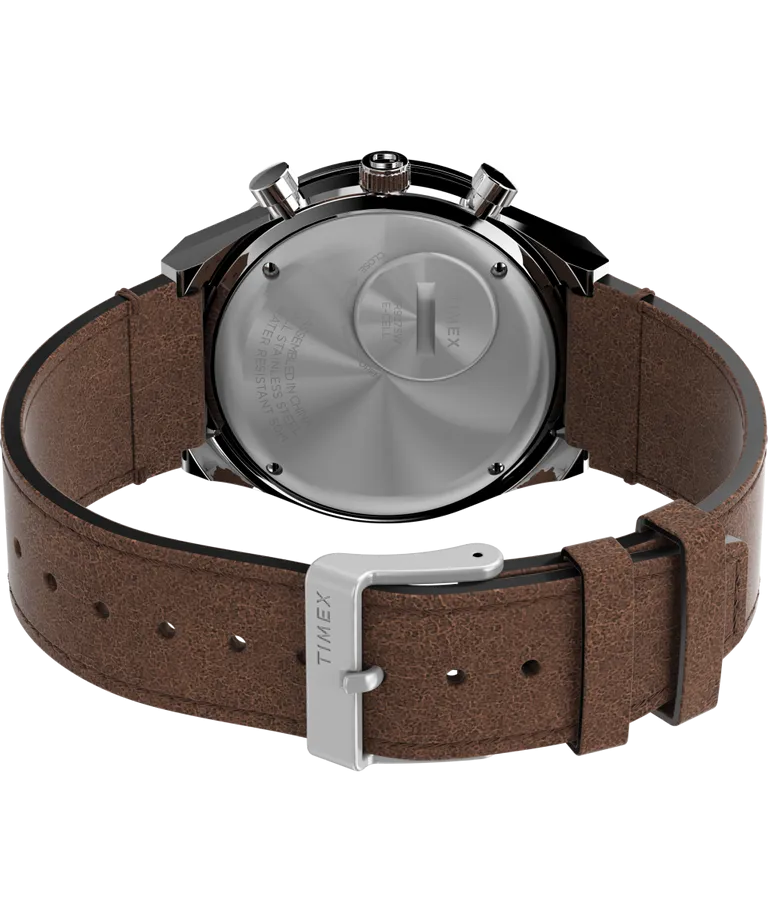 Q Timex Chronograph 40mm Brown Leather Strap Watch TW2V42800