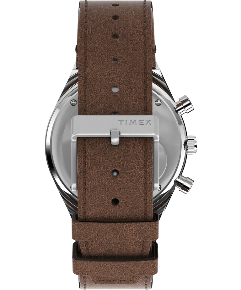 Q Timex Chronograph 40mm Brown Leather Strap Watch TW2V42800