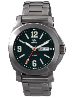 Reactor Fermi Mens Day/Date Watch - Matte Black Dial - Gumetal Steel