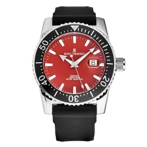 Revue Thommen Men's 17030.2536 'Diver' Red Dial Black Rubber Strap Swiss Automatic Watch