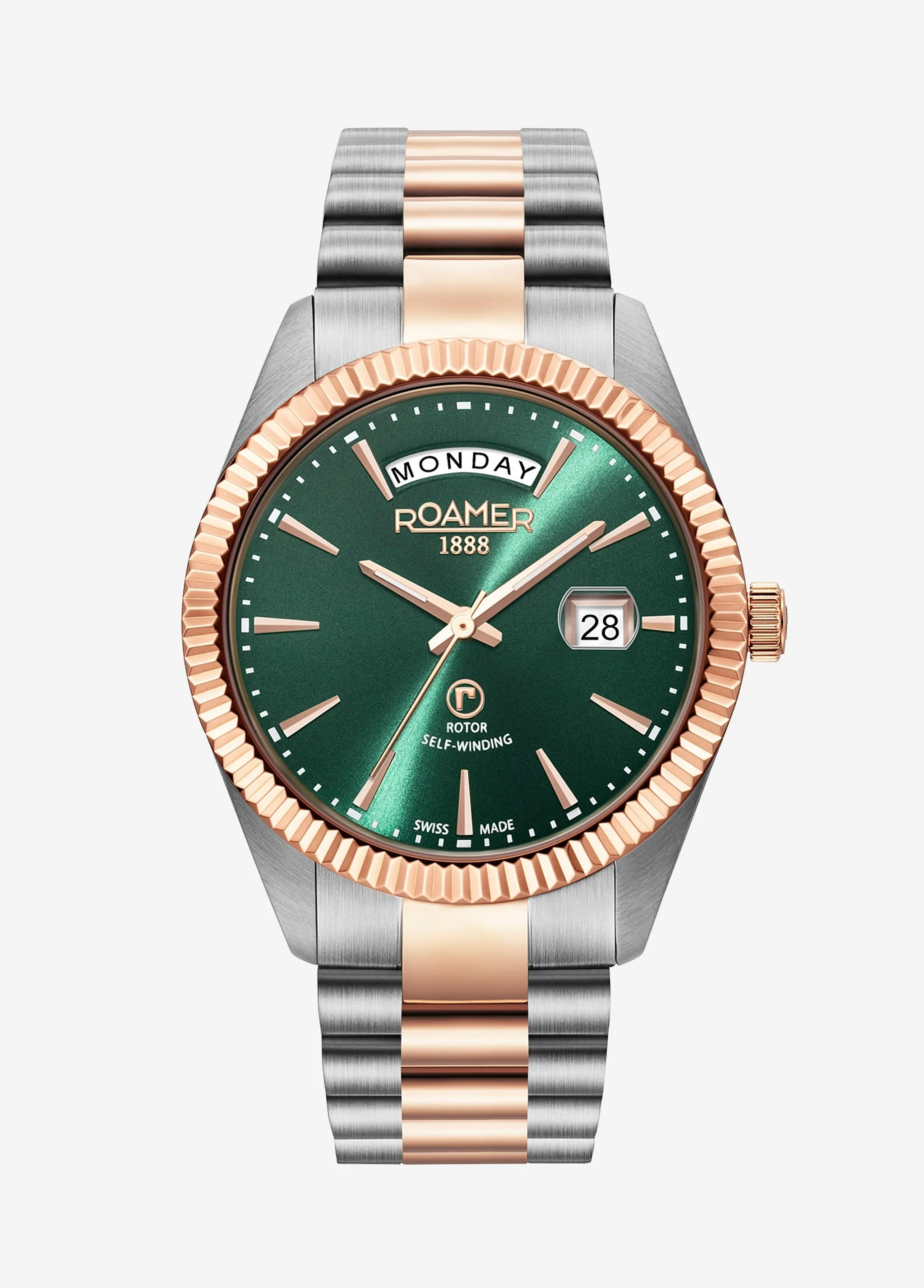 Roamer -  981662 47 75 90 - PRIMELINE DAYDATE Automatic Stainless Steel Watch for Men's