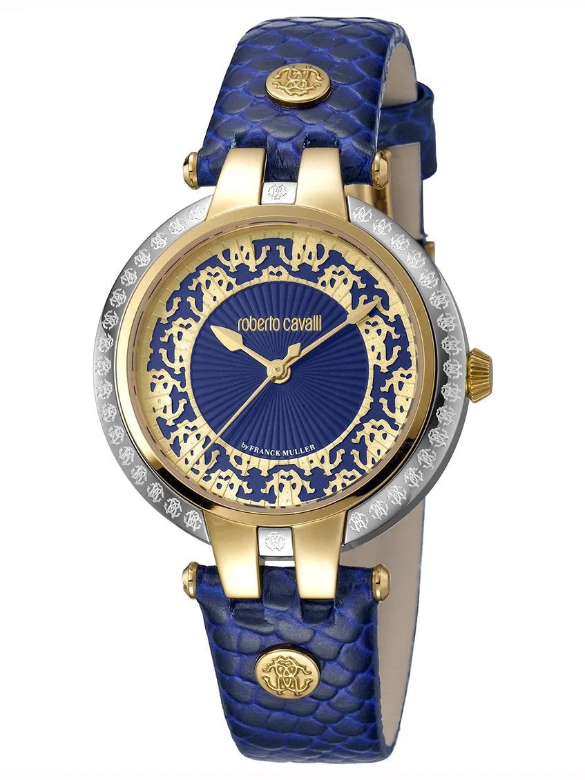 Roberto Cavalli PIZZO Blue Leather Analog Women's Watch RV1L051L0066